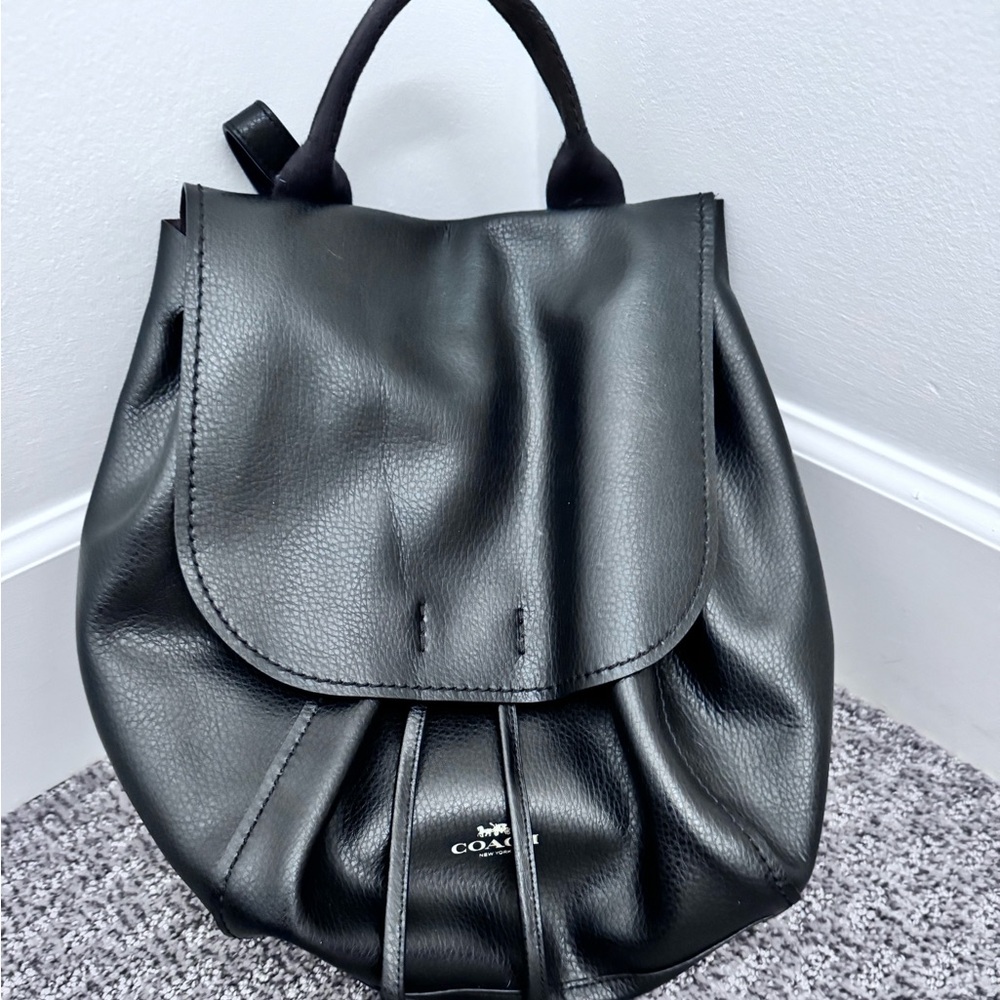 Coach Black Leather Backpack